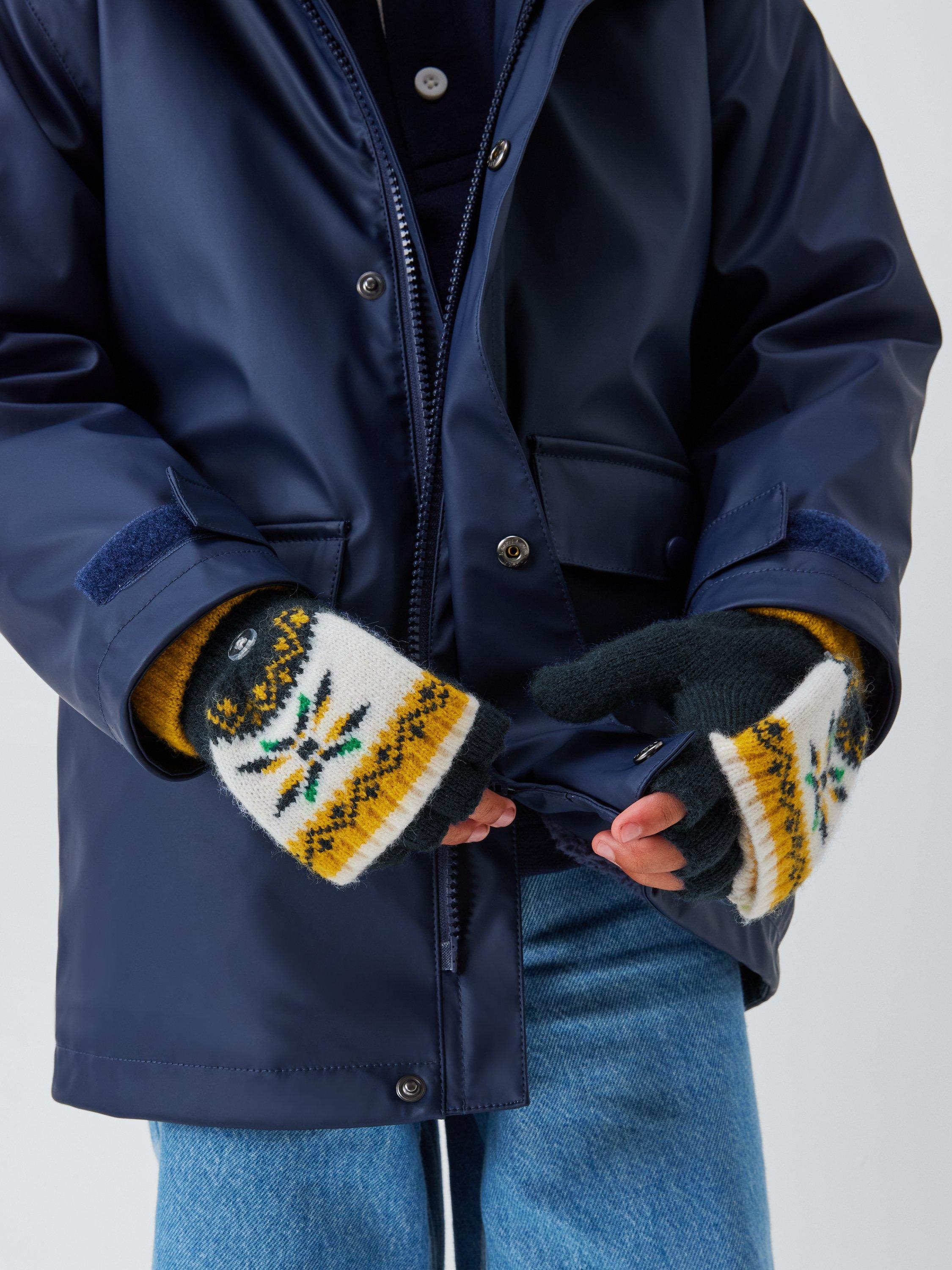 Product image 4 of 5, which shows John Lewis Kids' Fairisle Flip Top Gloves, Yellow Multi, 3-5 years