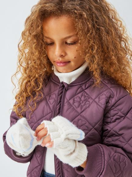 John Lewis Kids' Fairisle Lurex Flip Top Gloves, Cream - view 2, Cream