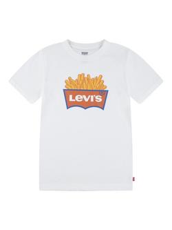 Levi's Kids' Cotton Blend French Fries Print T-Shirt, Blanc De Blanc, Blanc De Blanc