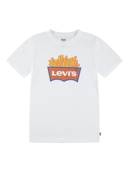 Levi's Kids' Cotton Blend French Fries Print T-Shirt, Blanc De Blanc, Blanc De Blanc