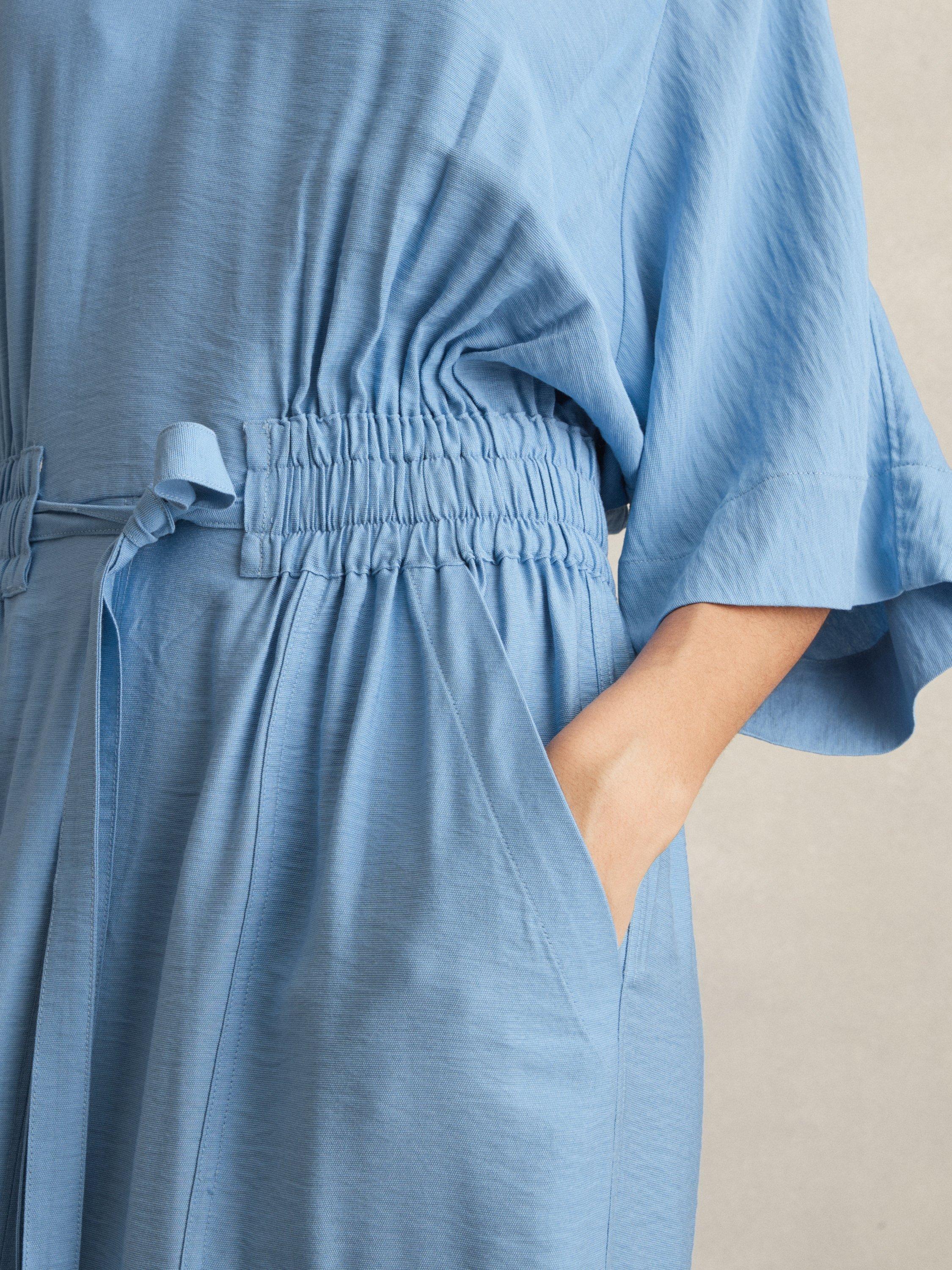 Product image 3 of 4, which shows Reiss Cecilia Short Sleeve Midi Shirt Dress, Blue, 6Pt