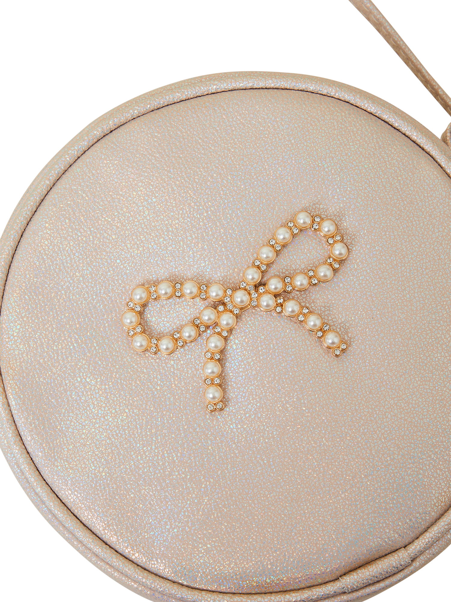 Product image 3 of 3, which shows Angels by Accessorize Kids' Pearl Bow Round Bag, Pink, One Size