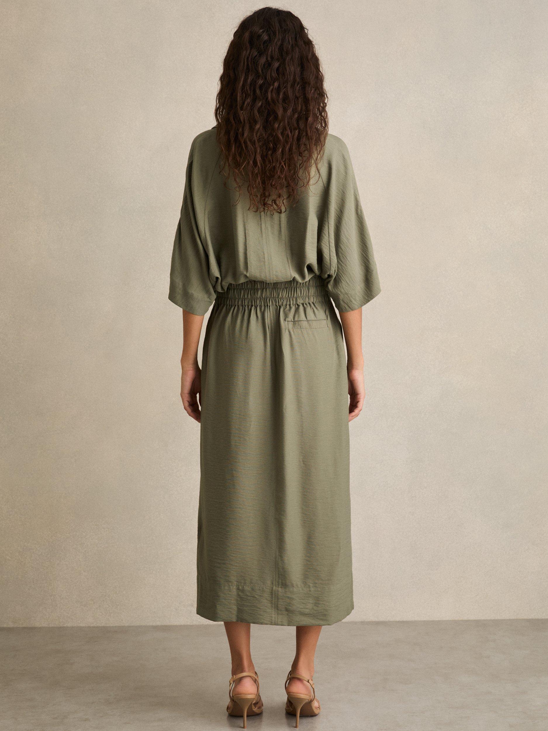 Product image 5 of 5, which shows Reiss Petite Cecilia Shirt Dress, Khaki, 8Pt