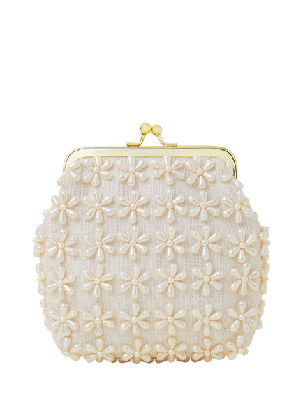 Angels by Accessorize Kids' Floral Pearl Clip Bag, Ivory, Ivory