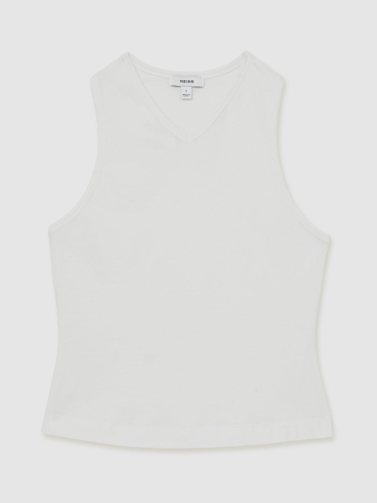 Product image 3 of 5, which shows Reiss Clara Racerback Vest Top, White, XS