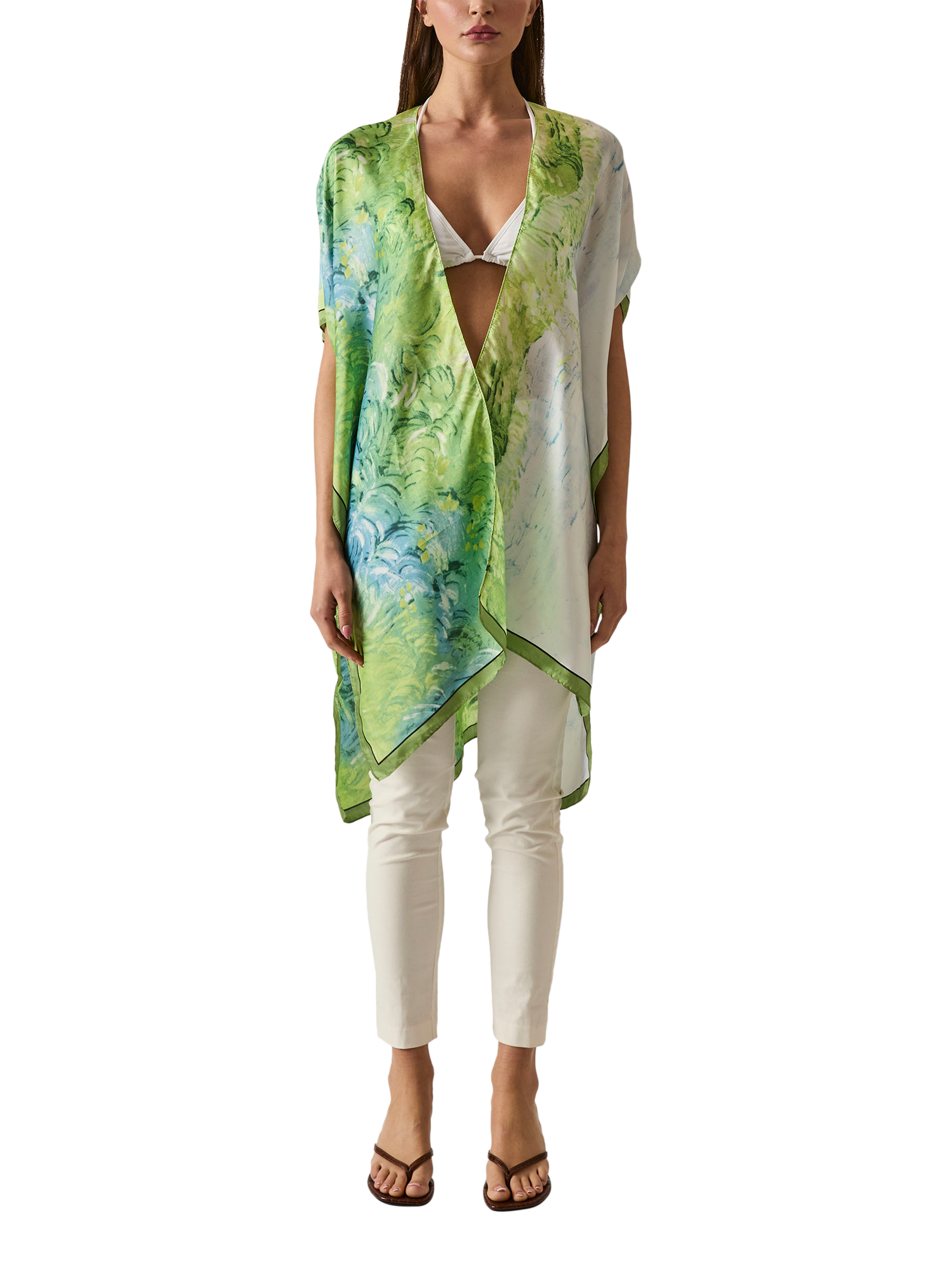 James Lakeland Watercolour Kaftan, Green