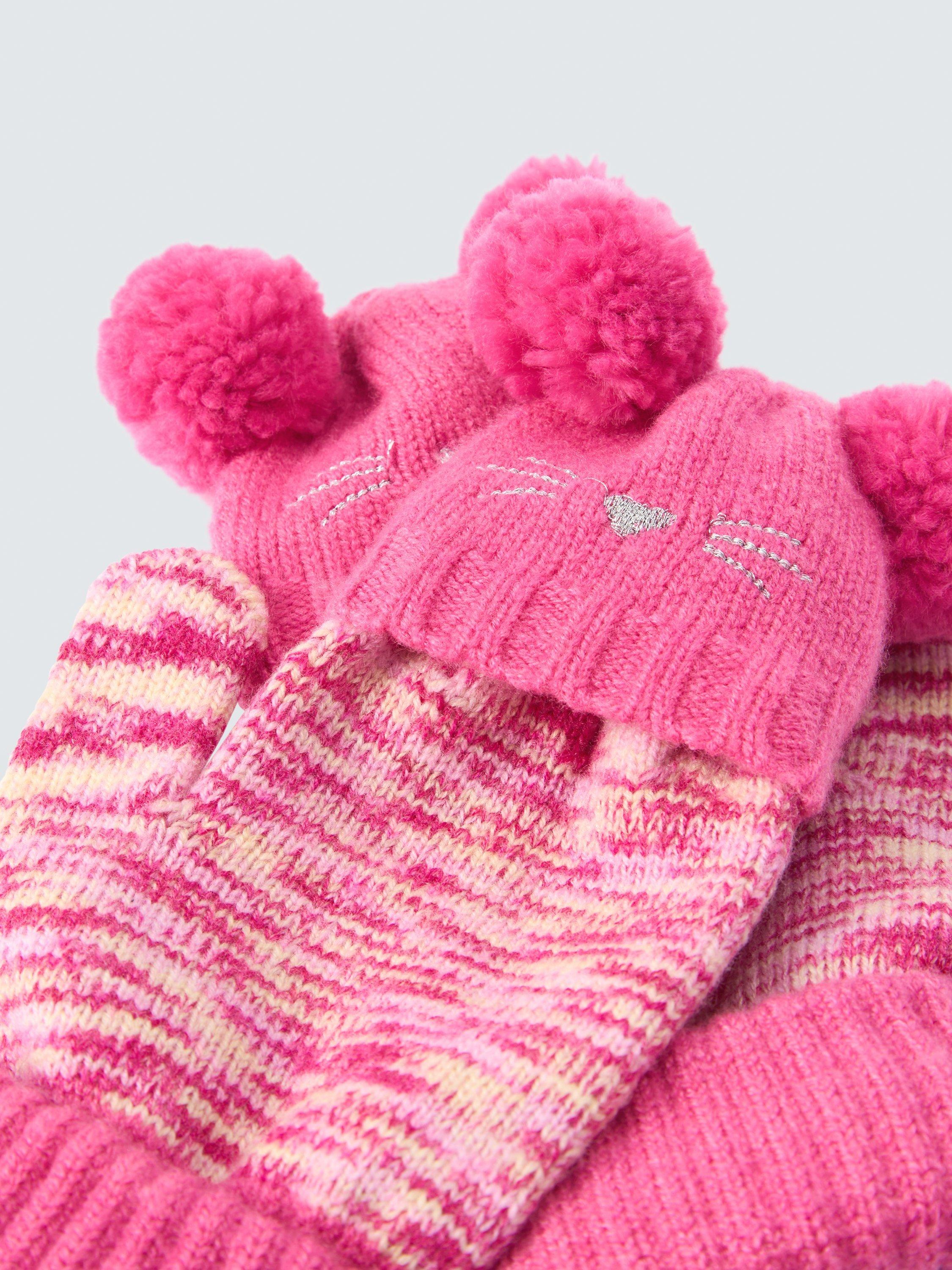 Product image 3 of 5, which shows John Lewis Kids' Cat Flip Top Gloves, Pink, 3-5 years