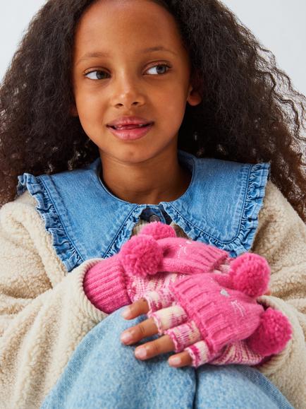 John Lewis Kids' Cat Flip Top Gloves, Pink - view 2, Pink