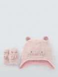 John Lewis Baby Mouse Hat & Mittens Set, Pink