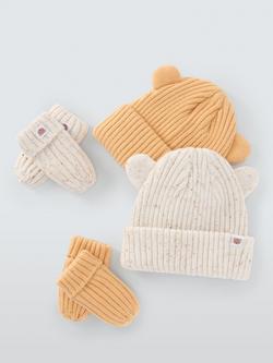 John Lewis Baby Cable Knit Mittens, Pack of 2, Natural Yellow - view 2, Natural Yellow