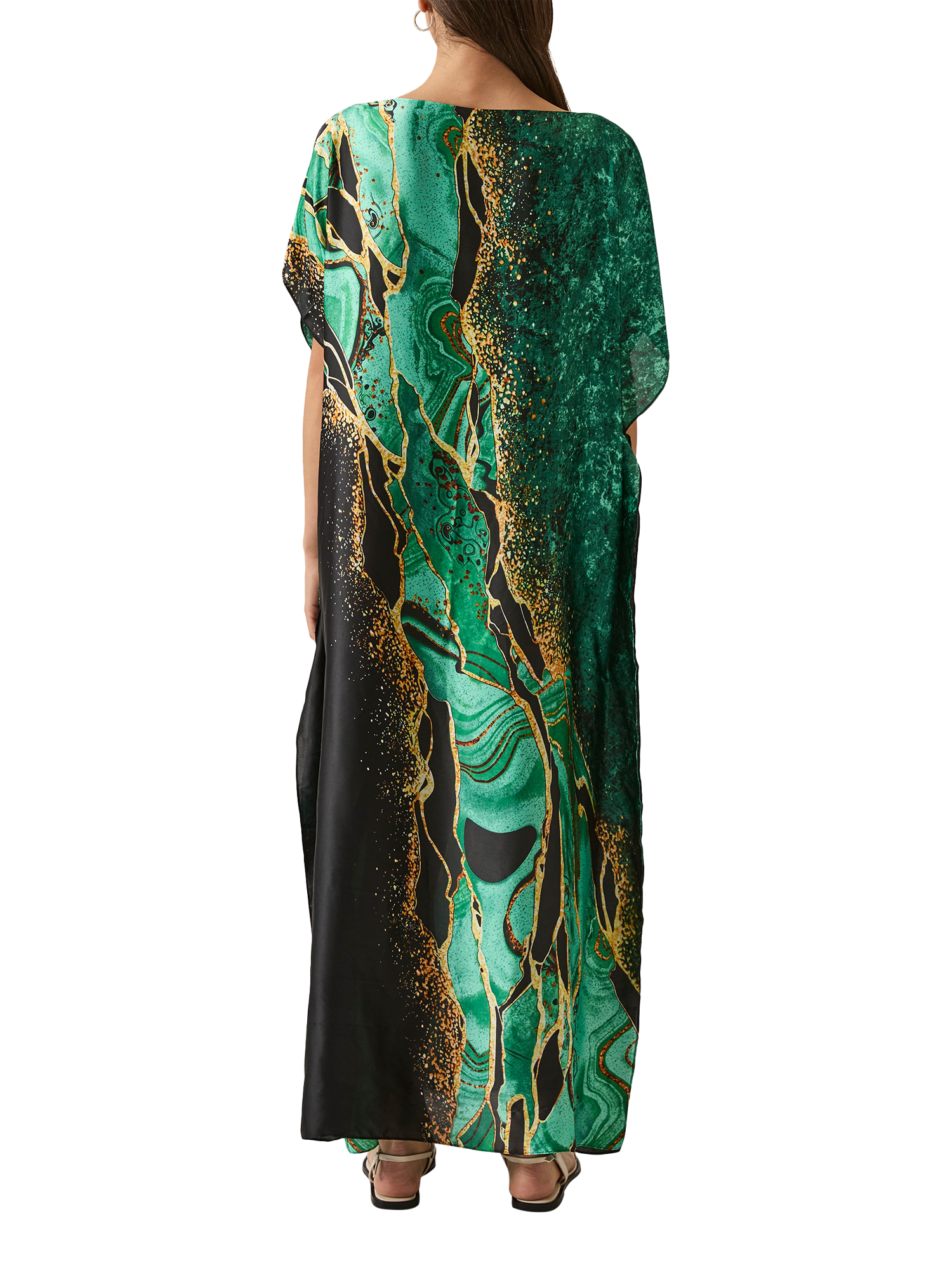 Product image 2 of 6, which shows James Lakeland Marble Maxi Kaftan, Green, One Size