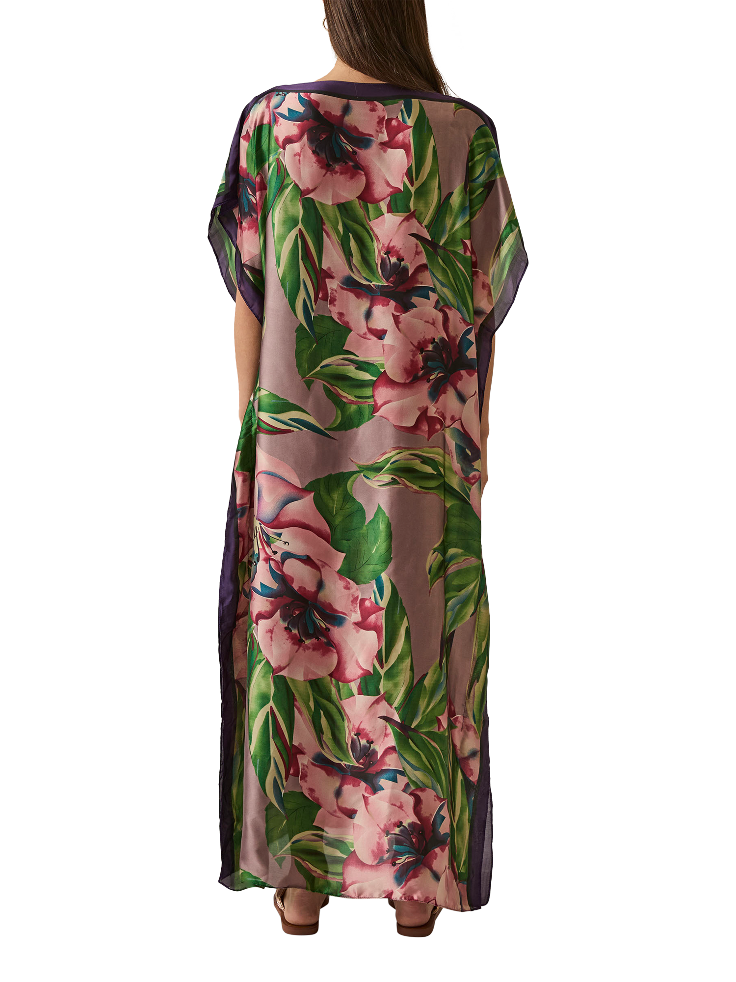 Product image 2 of 7, which shows James Lakeland Floral Maxi Kaftan, Green, One Size
