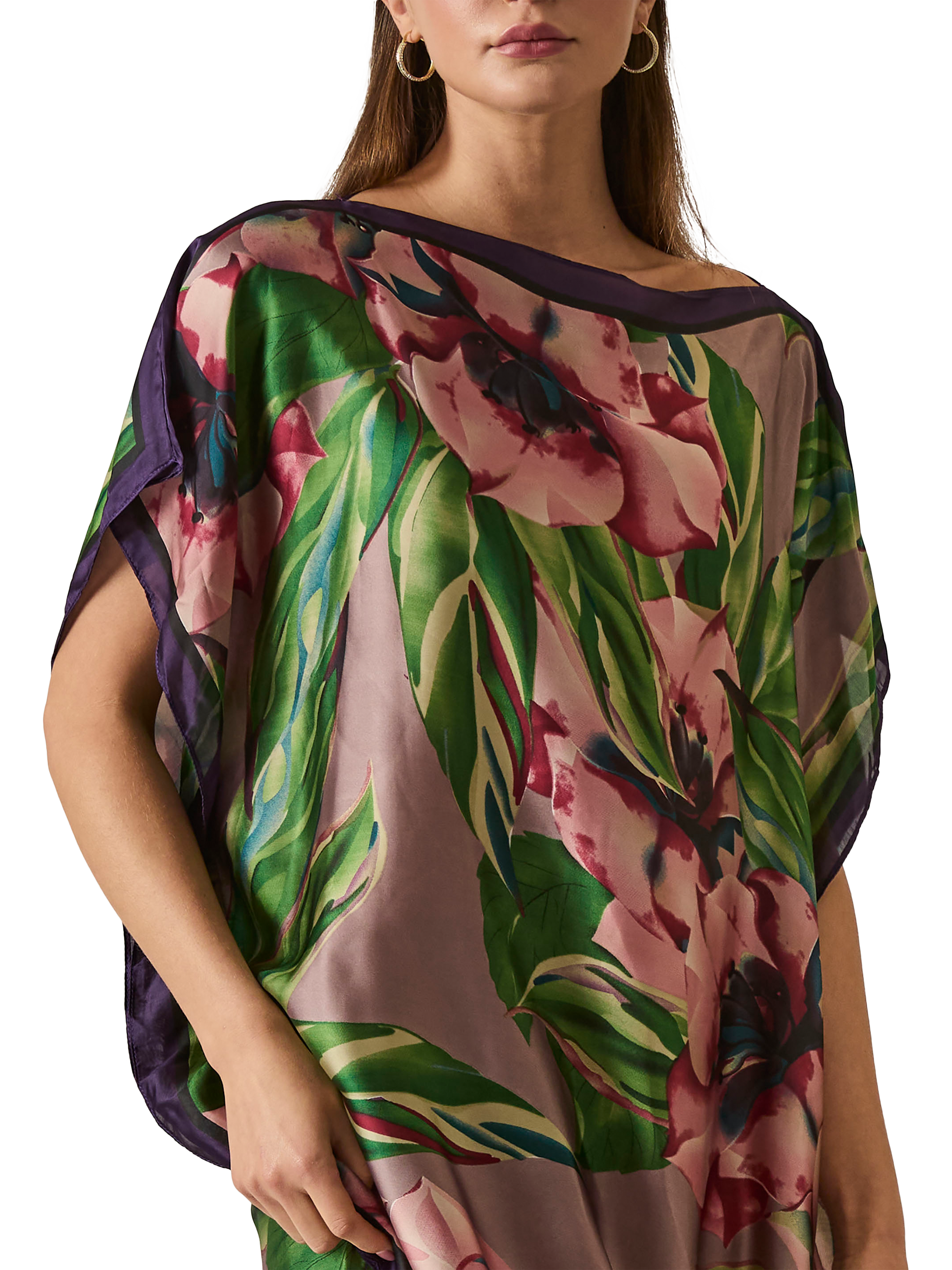Product image 3 of 7, which shows James Lakeland Floral Maxi Kaftan, Green, One Size