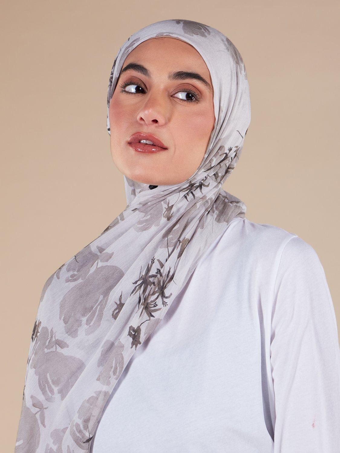 Product image 2 of 3, which shows Aab Modal Vintage Peony Nerine Hijab, Multi Multi, One Size
