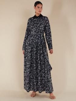 Aab Milano Leaves Maxi Dress, Black/Multi, Black/Multi