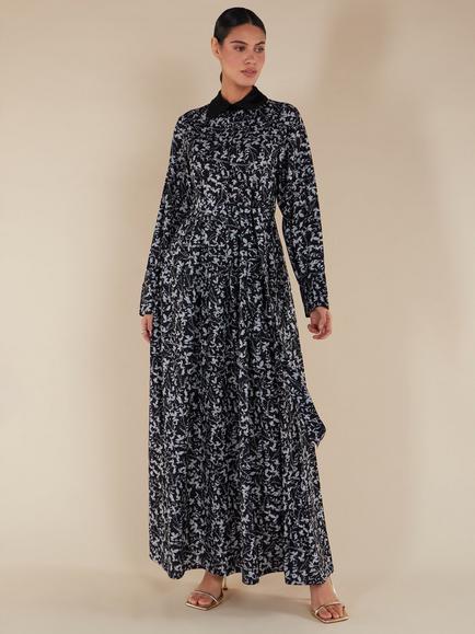 Aab Milano Leaves Maxi Dress, Black/Multi, Black/Multi