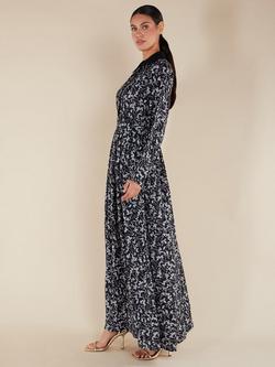 Aab Milano Leaves Maxi Dress, Black/Multi - view 2, Black/Multi