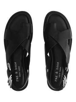rag & bone Gia Leather Cross-Over Sandals, Black - view 2, Black