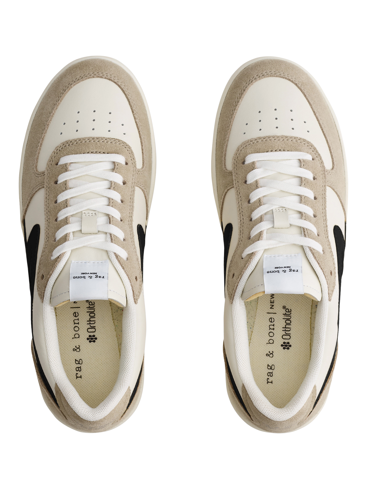 Product image 3 of 5, which shows rag & bone Retro Court Lace Up Trainers, Brown Multi, 4