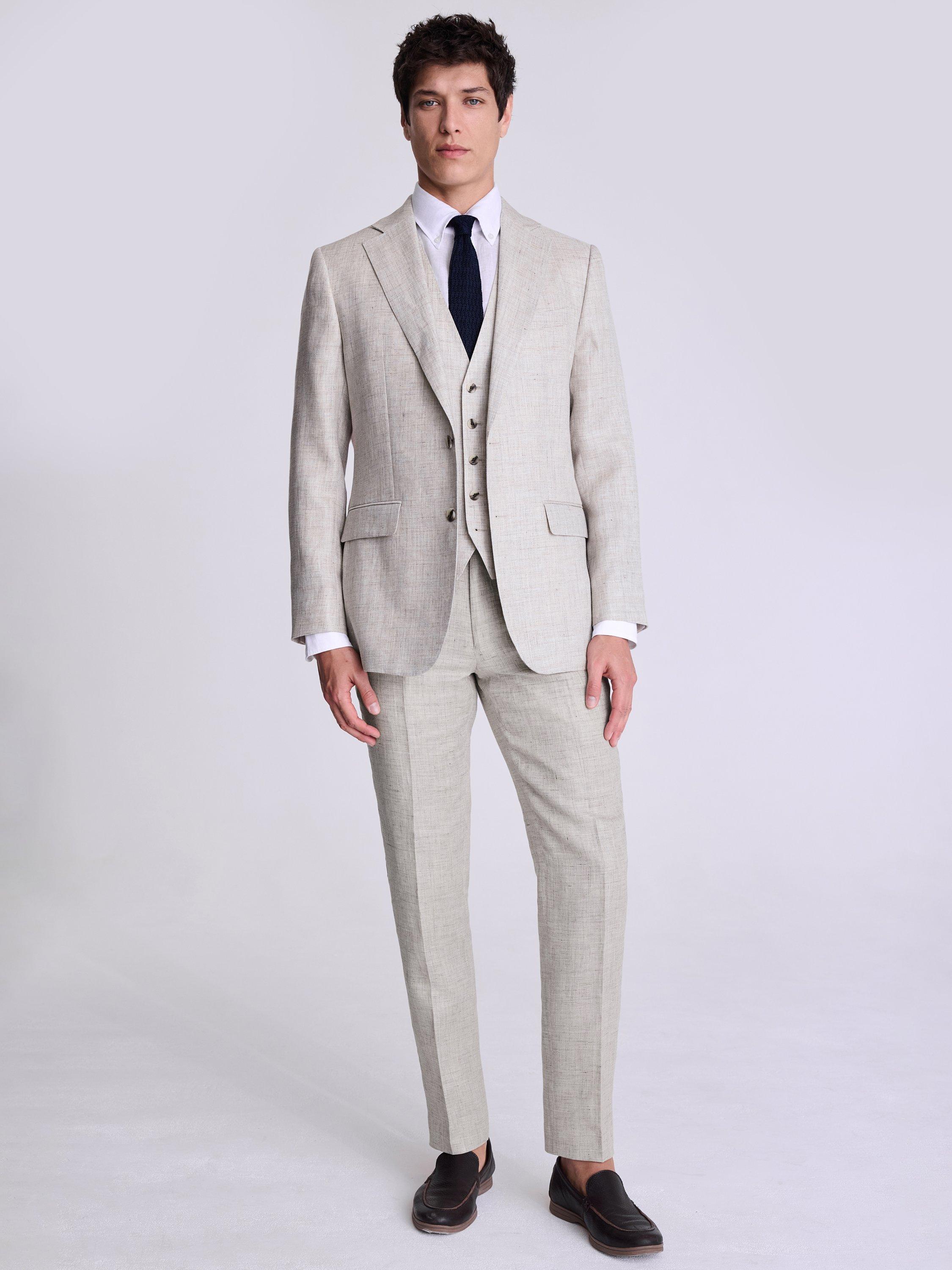 Product image 3 of 4, which shows Moss Tailored Fit Linen Suit Jacket, Beige, 36S