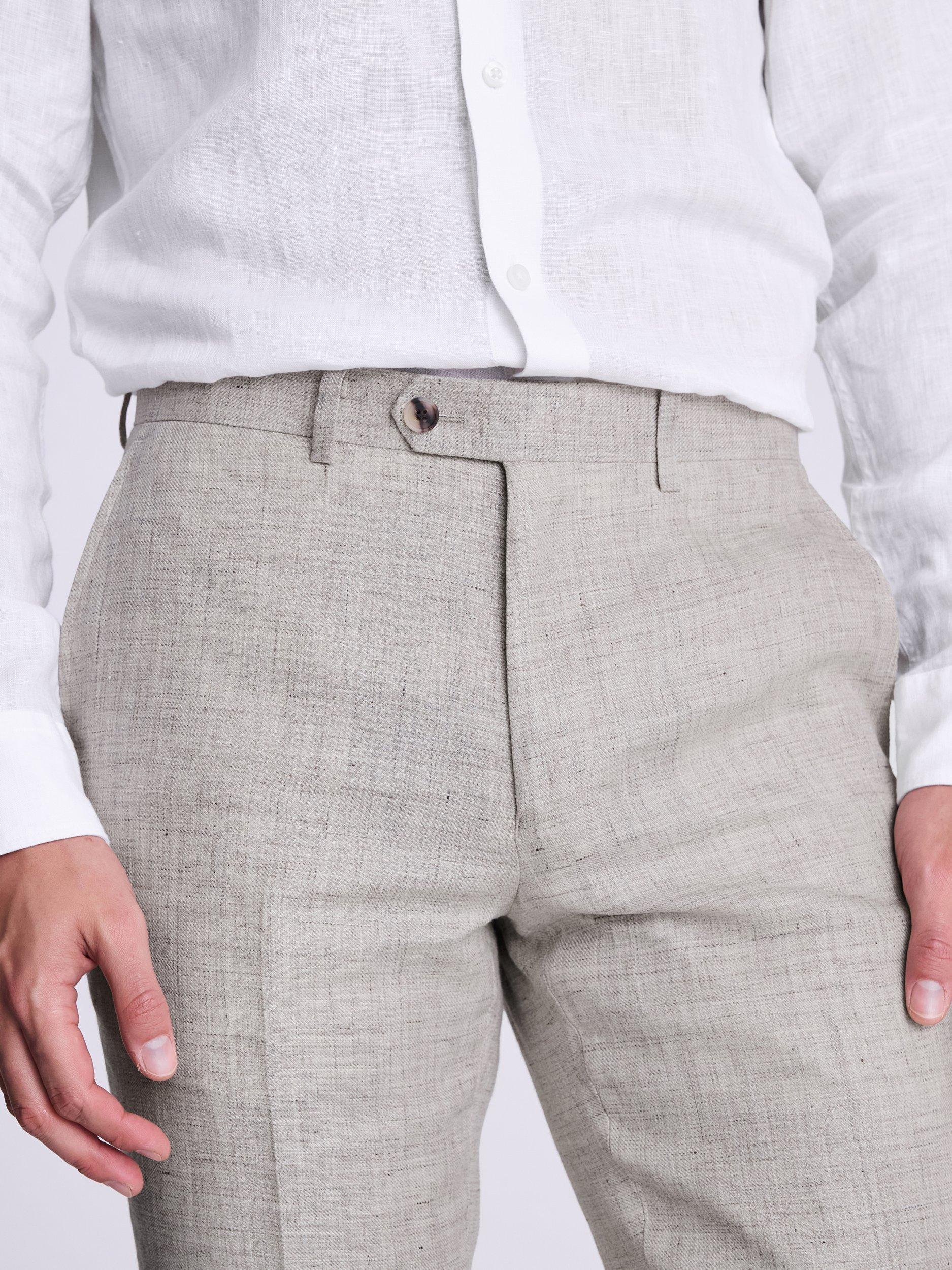 Product image 3 of 3, which shows Moss Tailored Fit Linen Suit Trousers, Beige, 30S
