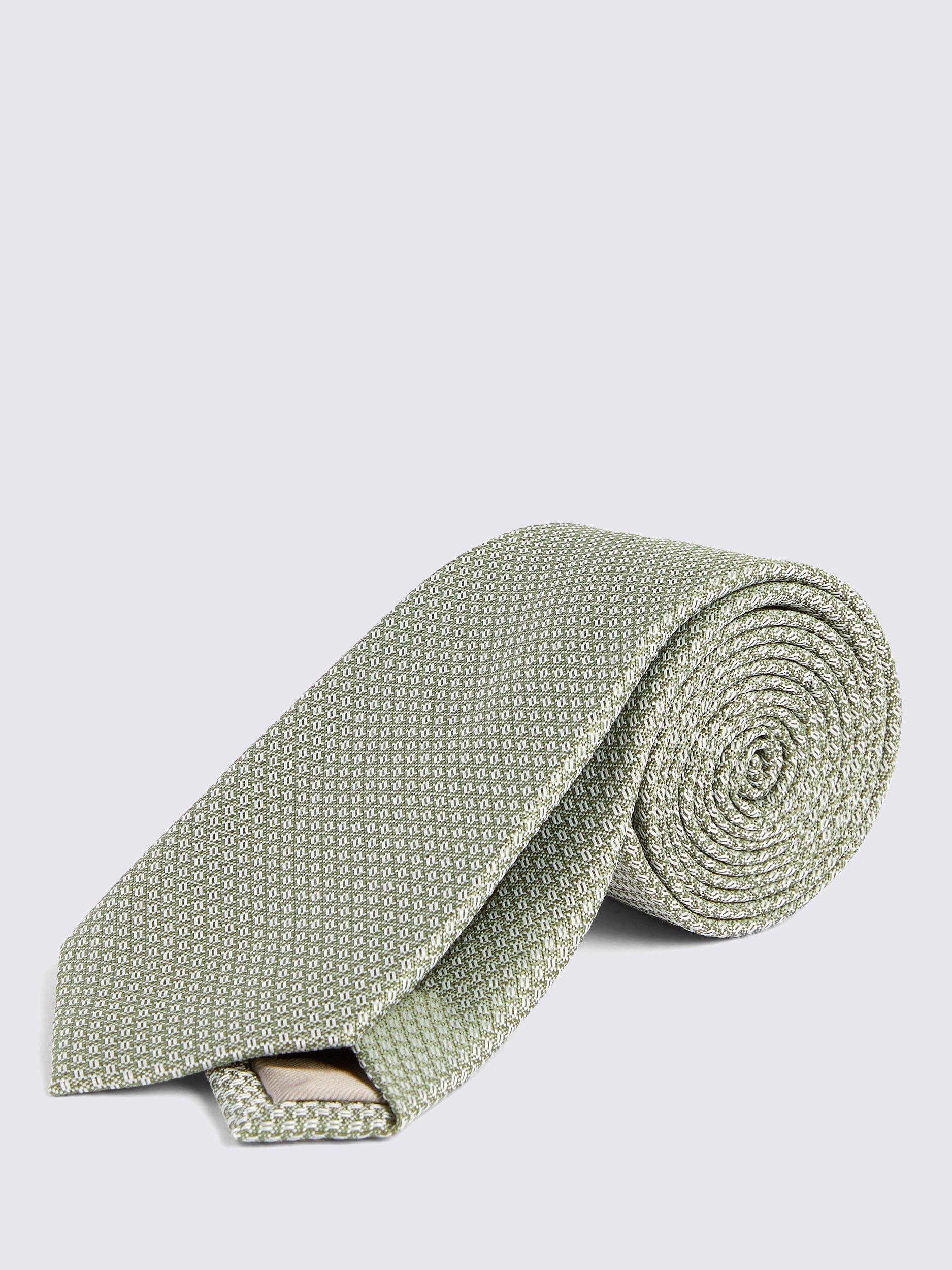 Product image 1 of 3, which shows Moss Recycled Textured Tie, Sage