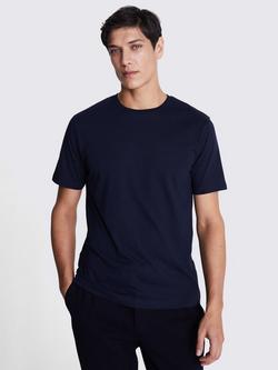 Moss Cotton Regular Fit Short Sleeve Crew Neck T-Shirt, Navy