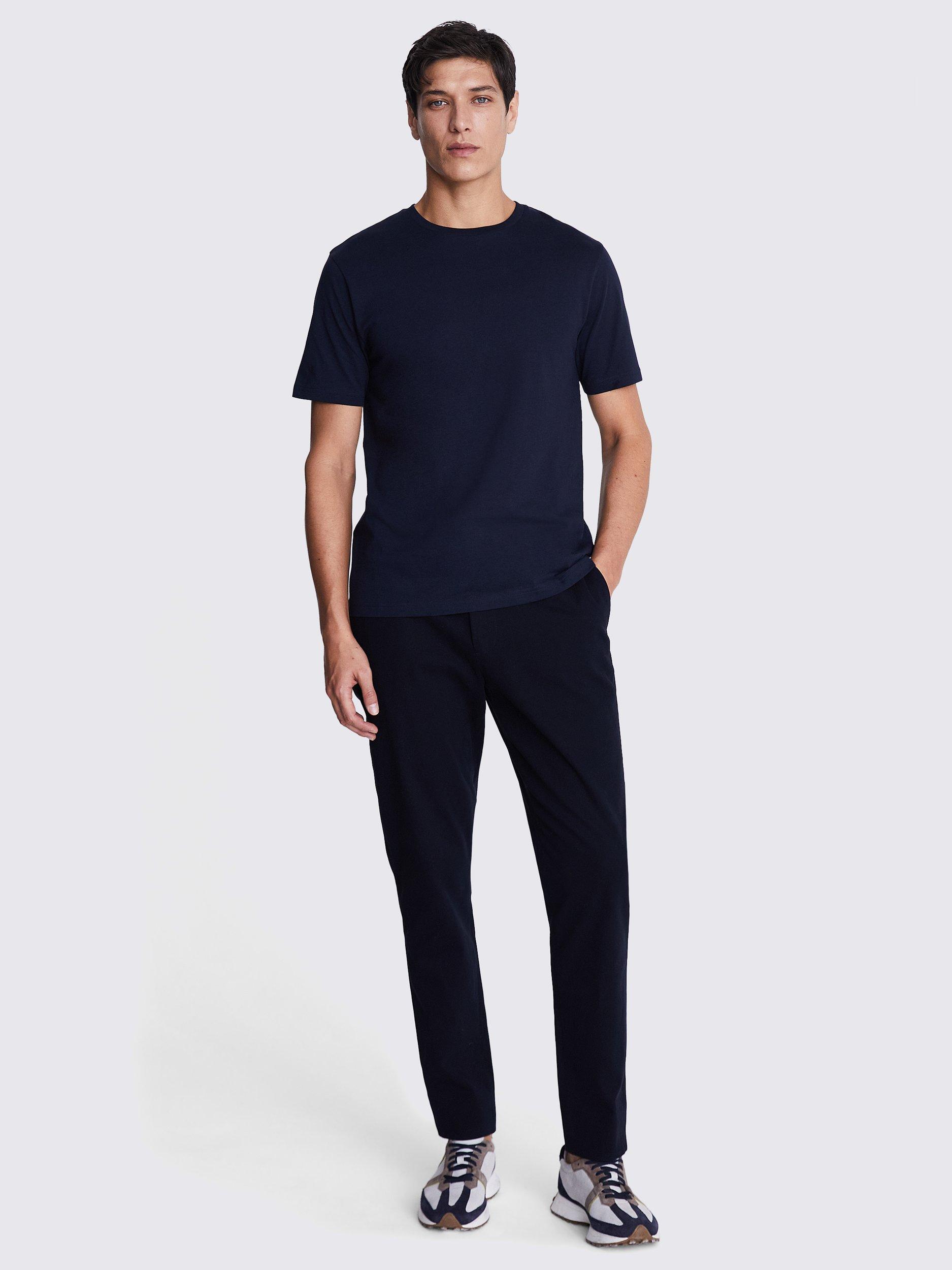 Product image 2 of 5, which shows Moss Cotton Regular Fit Short Sleeve T-Shirt, Navy, S