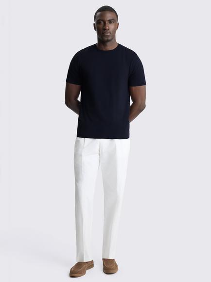 Moss Cotton Crew Neck T-Shirt - view 2, Navy