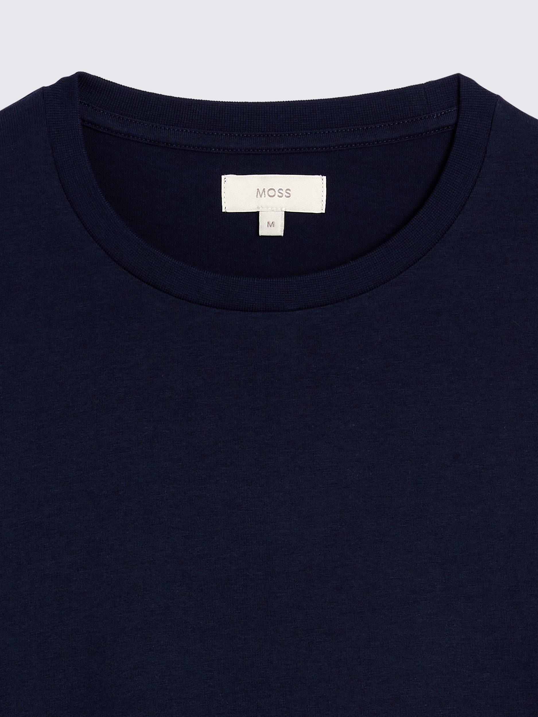 Product image 5 of 5, which shows Moss Cotton Regular Fit Short Sleeve T-Shirt, Navy, S