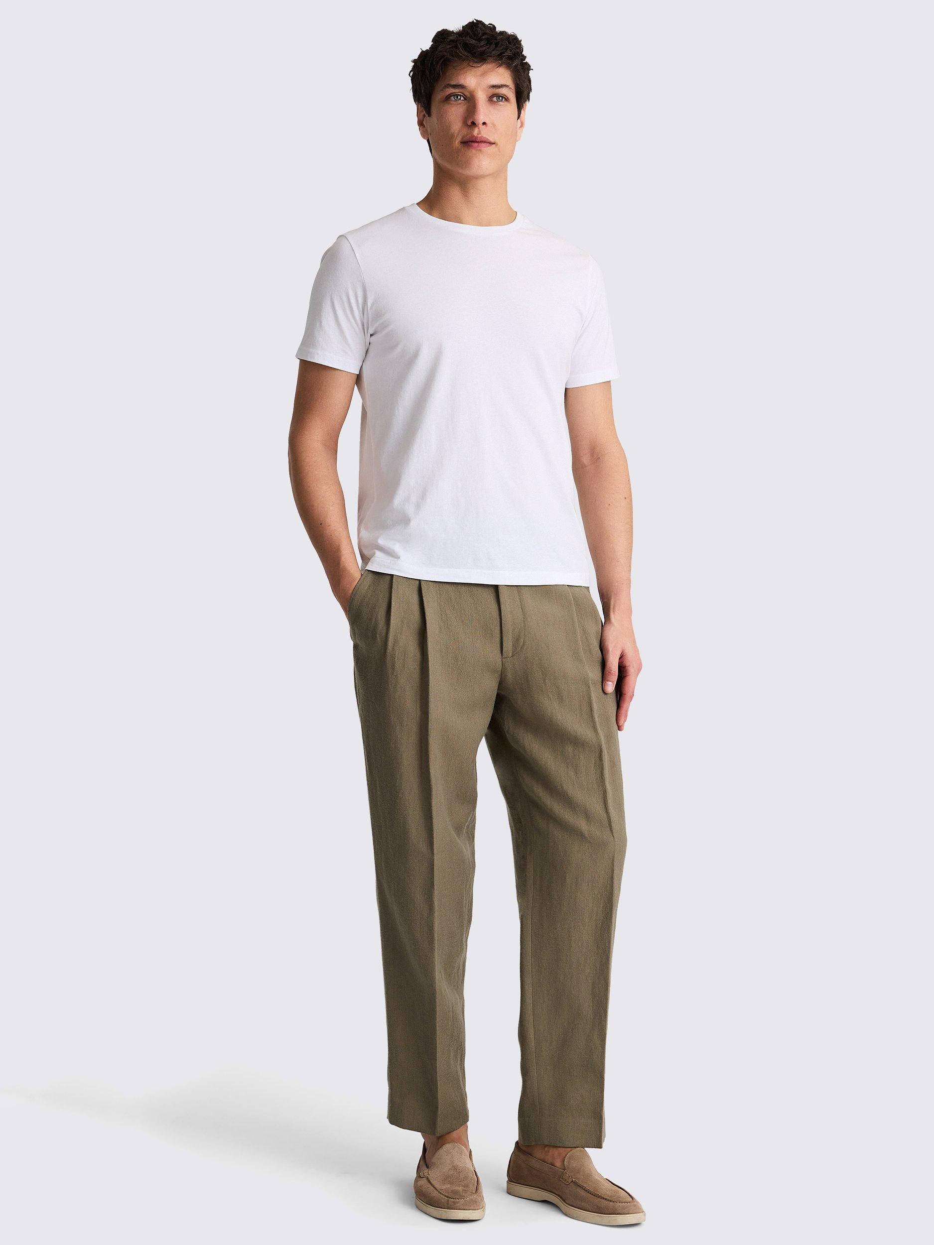 Product image 2 of 3, which shows Moss Cotton Regular Fit Short Sleeve Crew Neck T-Shirt, White, S