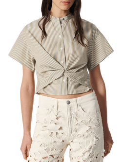 rag & bone Gretchen Stripe Poplin Shirt, Beige/White, Beige/White