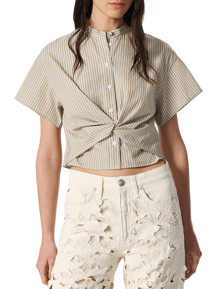 rag & bone Gretchen Stripe Poplin Shirt, Beige/White, Beige/White