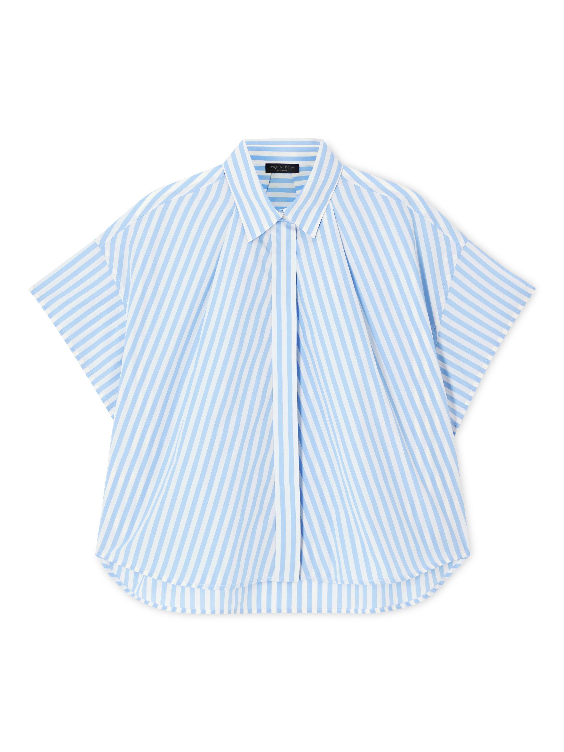 Product image 4 of 6, which shows rag & bone Martha Stripe Shirt, Blue/White, XS