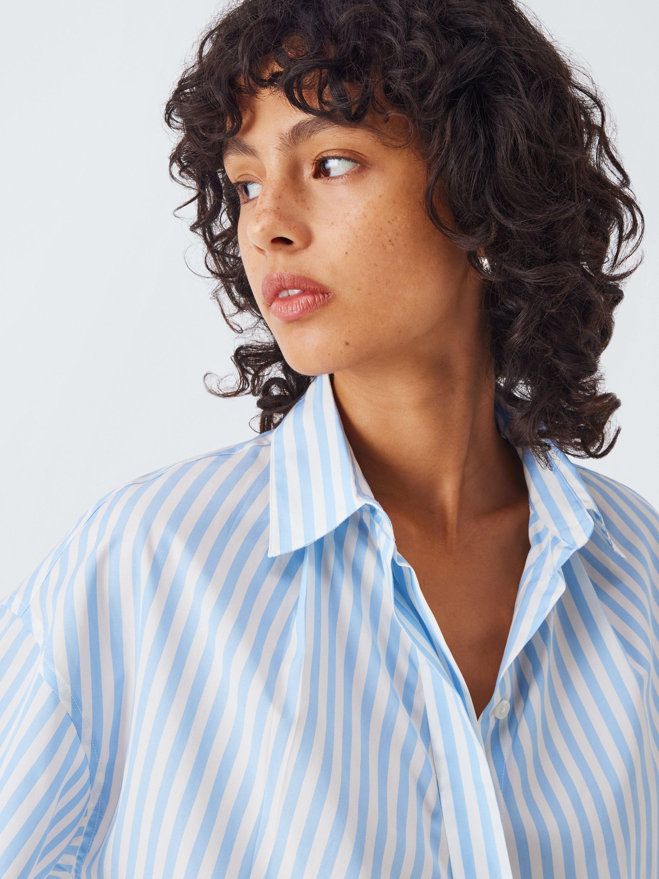 Product image 5 of 6, which shows rag & bone Martha Stripe Shirt, Blue/White, XS
