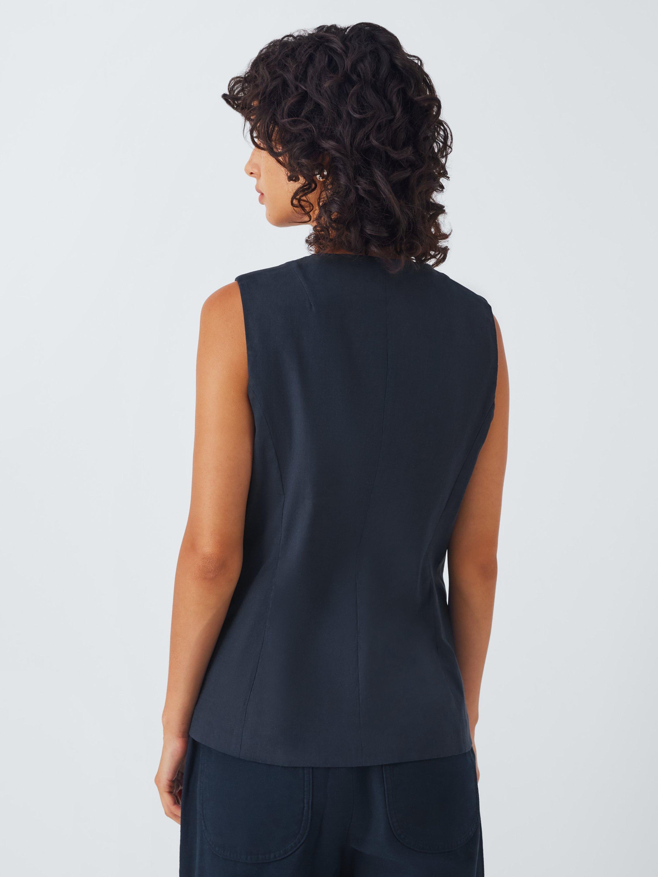 Product image 2 of 6, which shows rag & bone Slade Linen Blend Waistcoat, Navy, 8