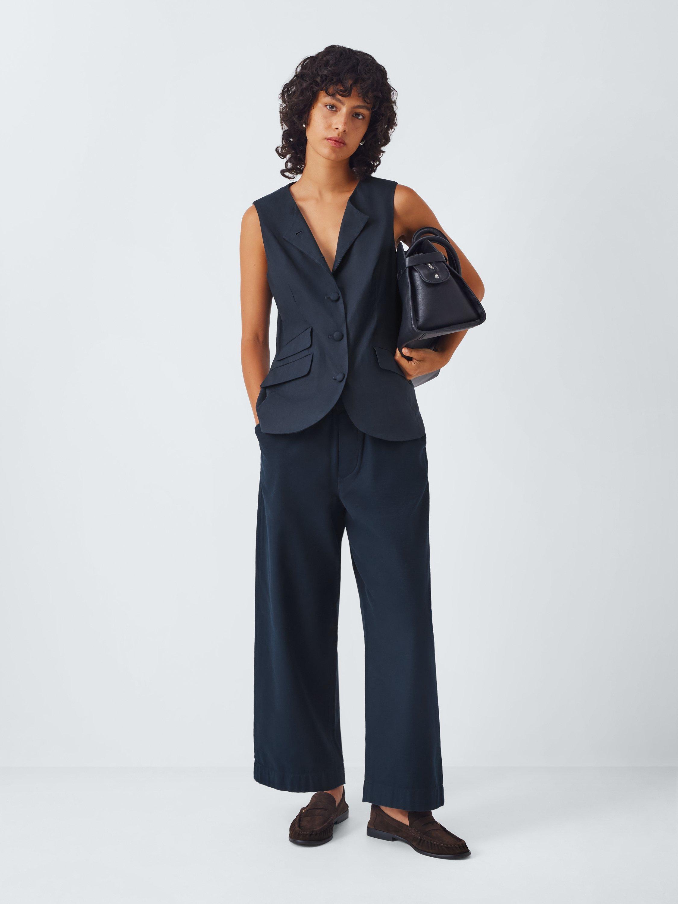 Product image 3 of 6, which shows rag & bone Slade Linen Blend Waistcoat, Navy, 8