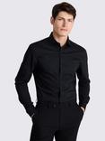Moss Cotton Blend Slim Fit Double Cuff Shirt, Black