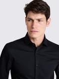 Moss Cotton Blend Slim Fit Double Cuff Shirt, Black