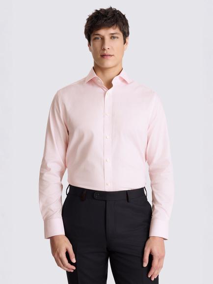 Moss Tailored Fit Cotton Blend Dobby Stretch Shirt, Pink