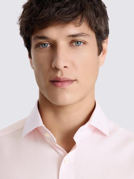 Moss Tailored Fit Cotton Blend Dobby Stretch Shirt - view 2, Pink
