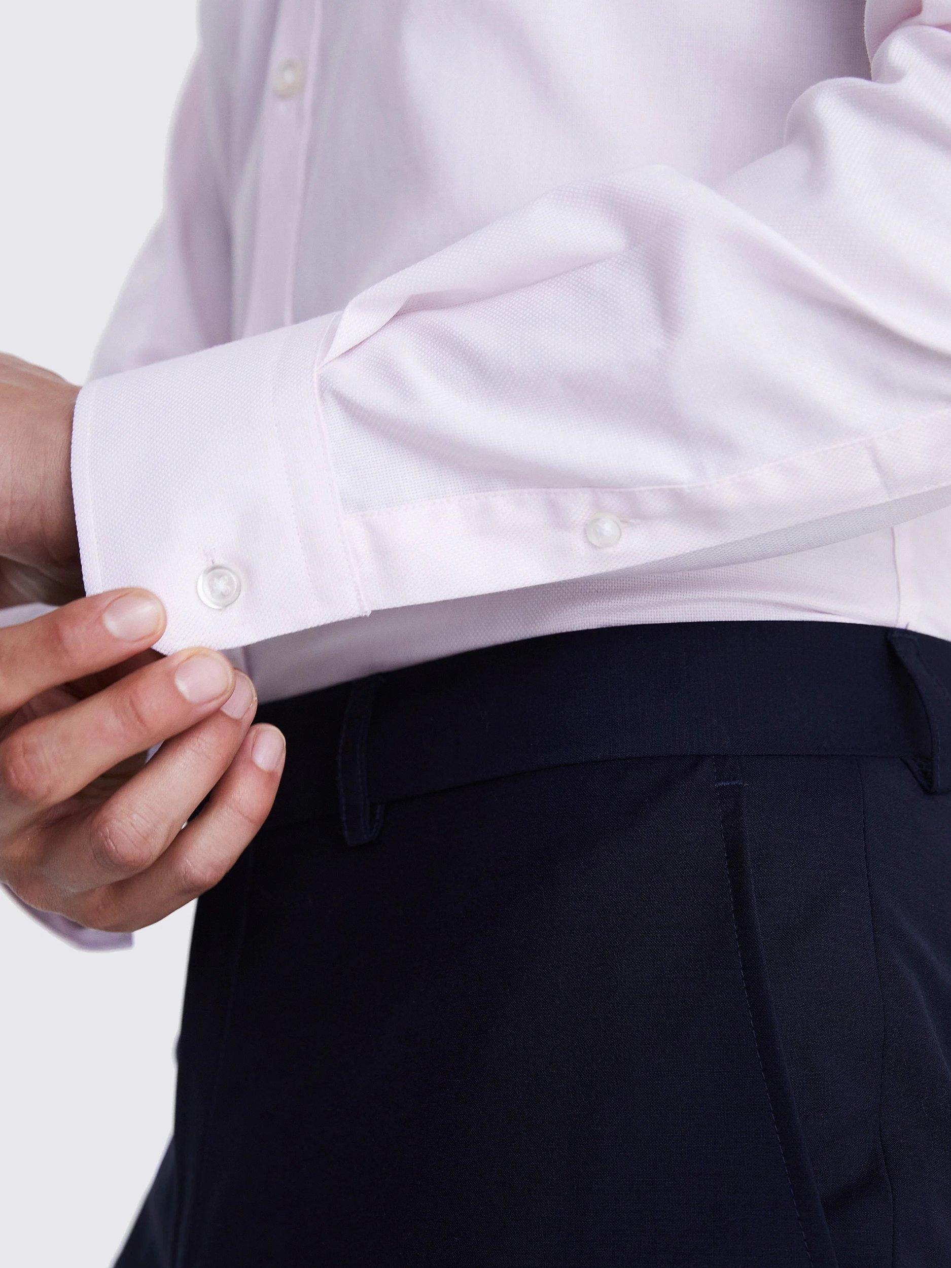 Product image 3 of 4, which shows Moss Tailored Fit Dobby Cotton Blend Stretch Shirt, Pink, 13.5