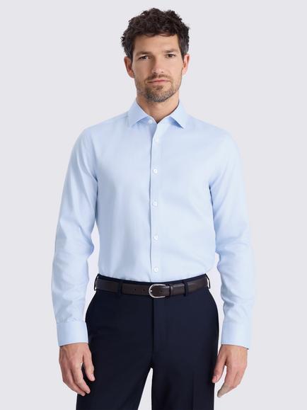 Moss Slim Fit Cotton Royal Oxford Non-Iron Shirt, Sky Blue