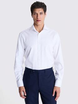 Moss Regular Fit Cotton Alfeo Dobby Weave Shirt, White, White