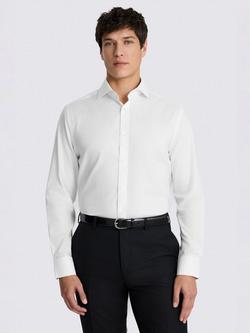Moss Tailored Fit Dobby Cotton Blend Stretch Shirt, White