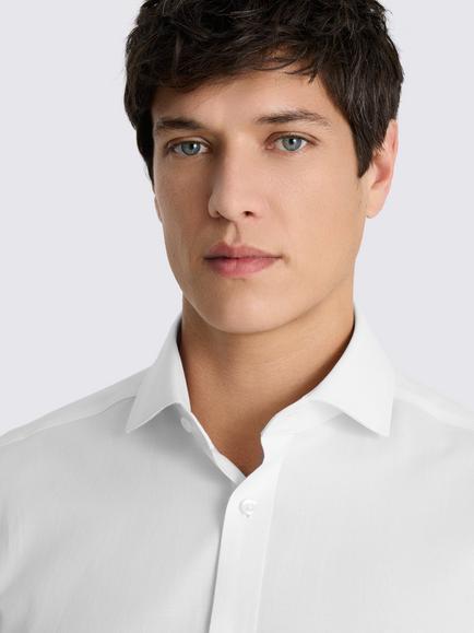 Moss Tailored Fit Cotton Blend Dobby Stretch Shirt - view 2, White