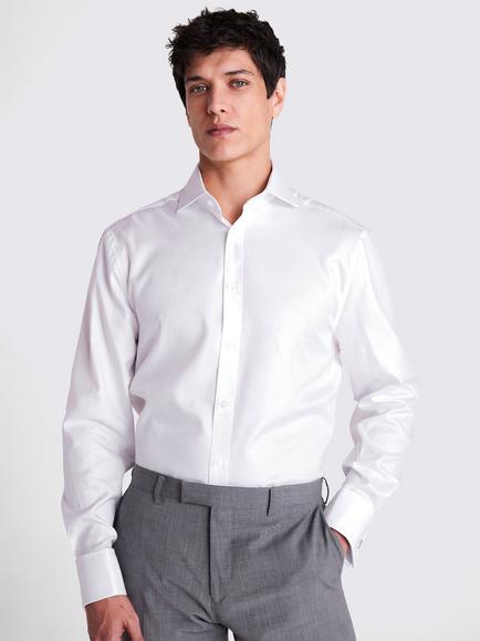 Moss Regular Fit Cotton Twill Shirt, White, White