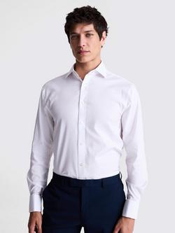 Moss Cotton Blend Regular Fit Double Cuff Shirt, White, White