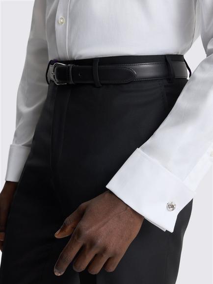 Moss Regular Fit Cotton Blend Double Cuff Dobby Stretch Shirt, White - view 2, White
