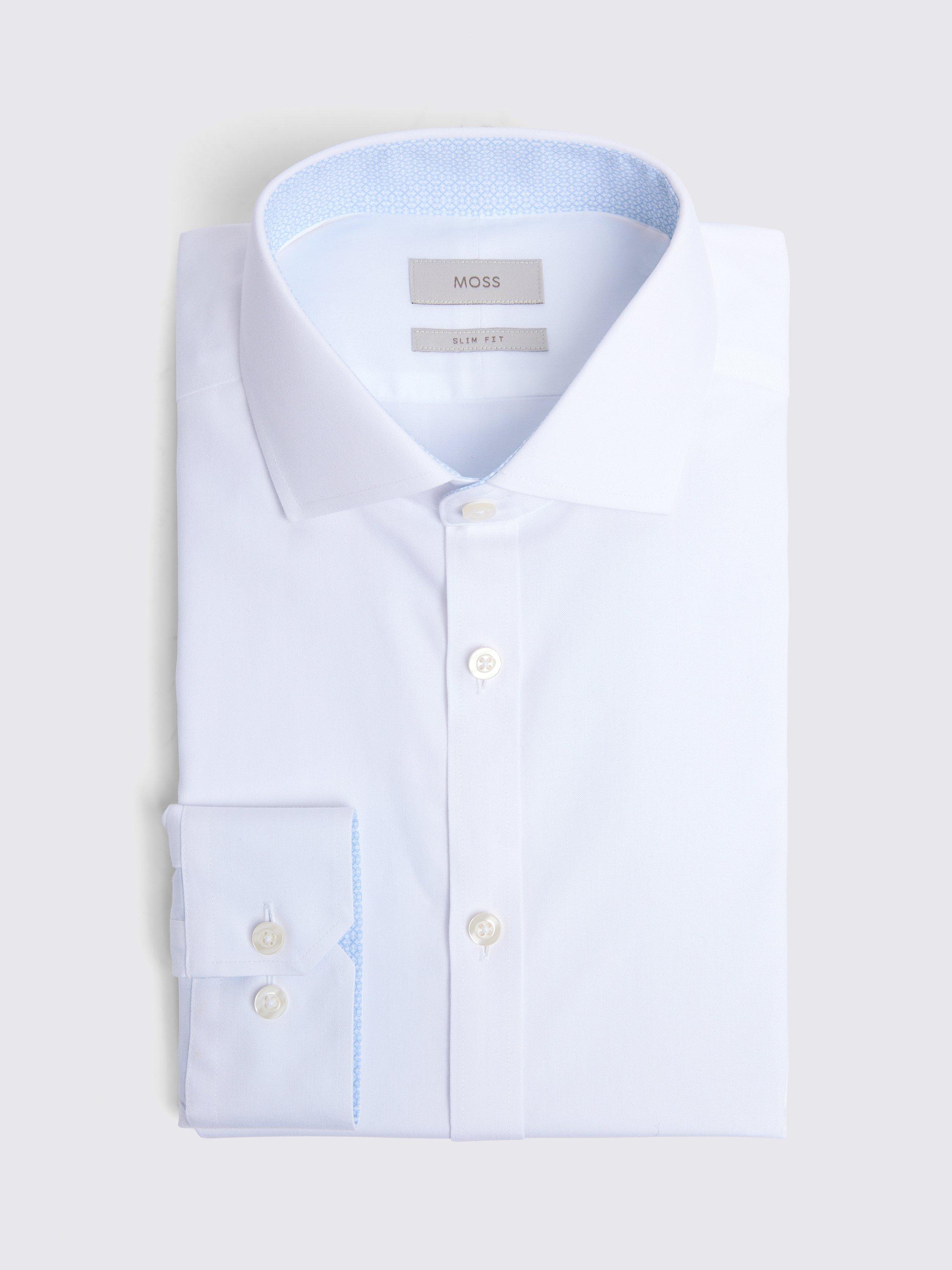 Product image 4 of 4, which shows Moss Cotton Slim Fit Non-Iron Oxford Shirt, White, 13.5